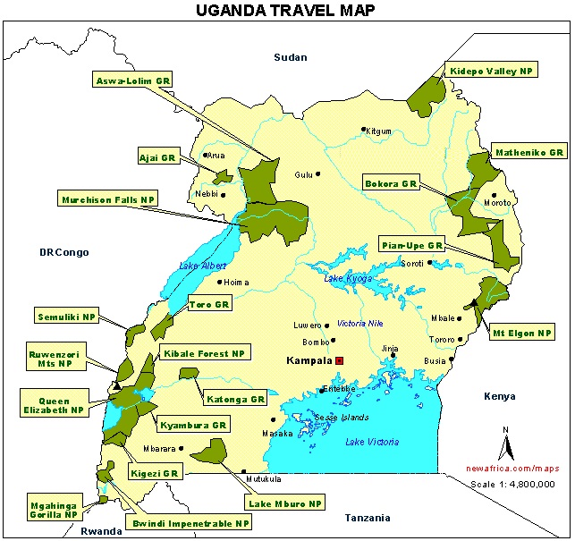 Uganda Safari Map - Best Uganda Tours